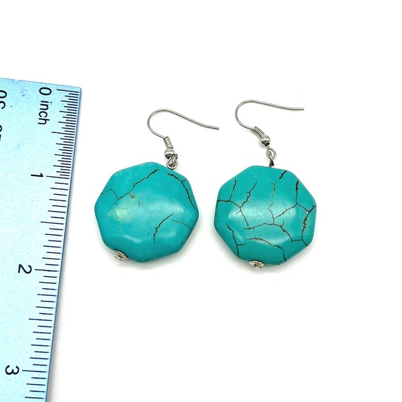 Faux‎ Turquoise Stone Earrings Dangle Drop Fashion Jewelry - Picture 2 of 3